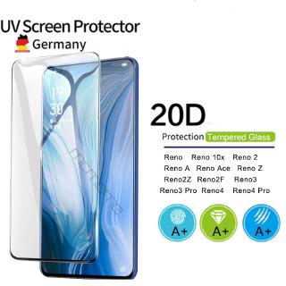 Kính cường lực bảo vệ toàn màn hình cong 20D cho OPPO Reno 12F 11F 8T 8 5G 8Z 7 7Z 6z 5 5G 4 3 Pro 2 Z 2Z 2F 10x Reno 2 Z F Reno 3 Reno 4 pro