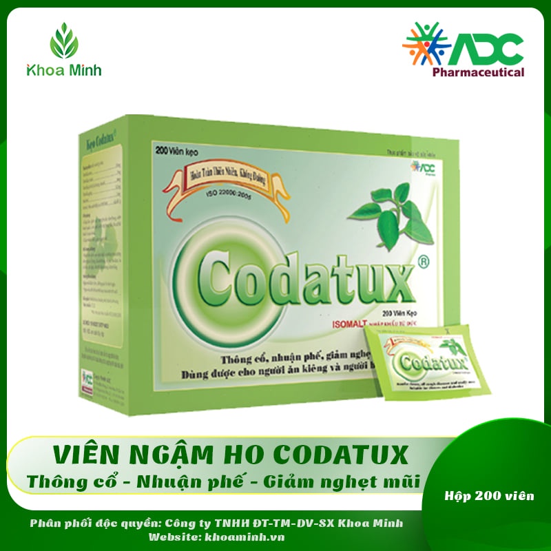 Kẹo ngậm ho CODATUX 200 viên - Giảm ho, long đàm, nhuận phế