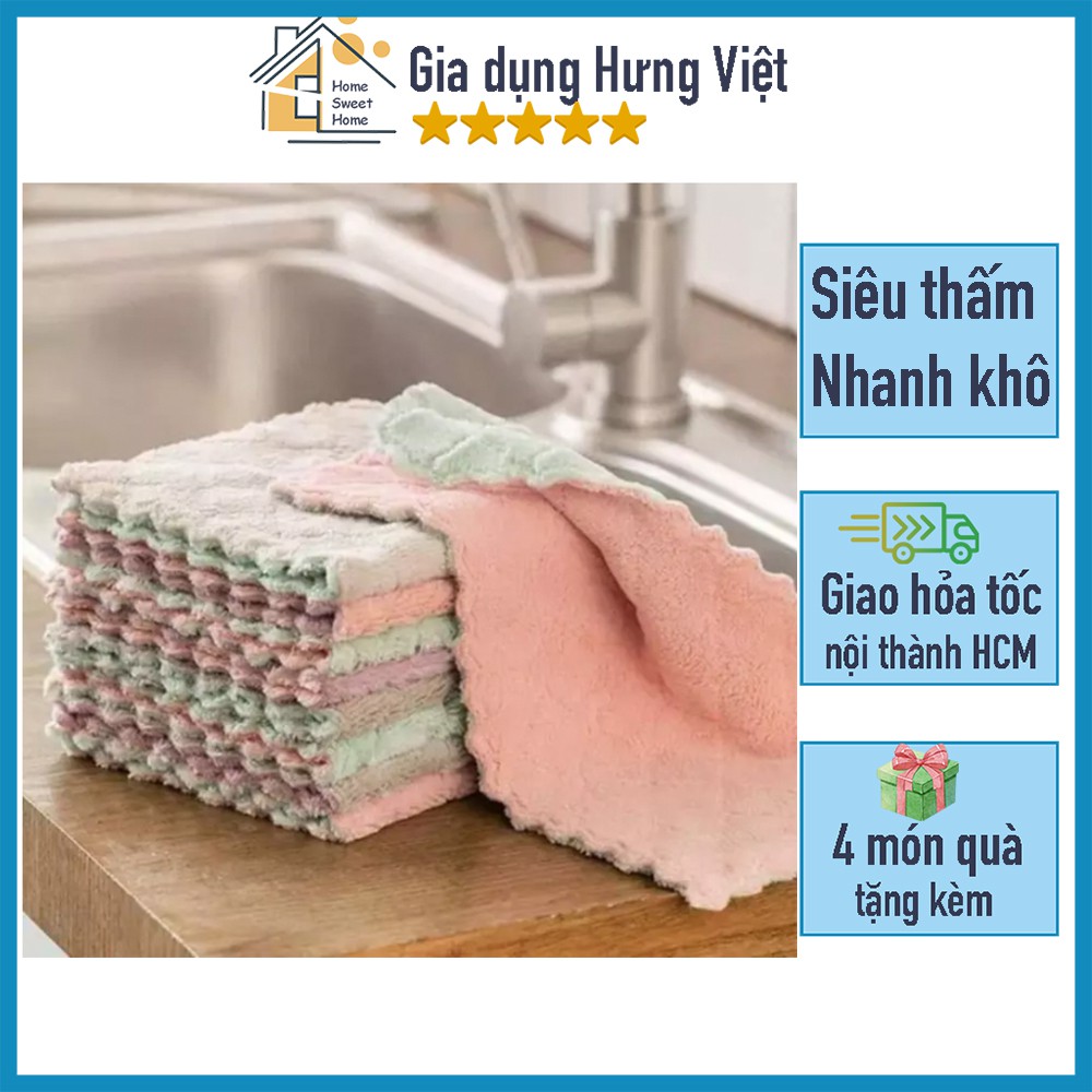 Khăn lau bếp siêu thấm, đa năng (lau bếp, bát đĩa, bàn ghế) kháng khuẩn [KHĂN 2 MẶT]