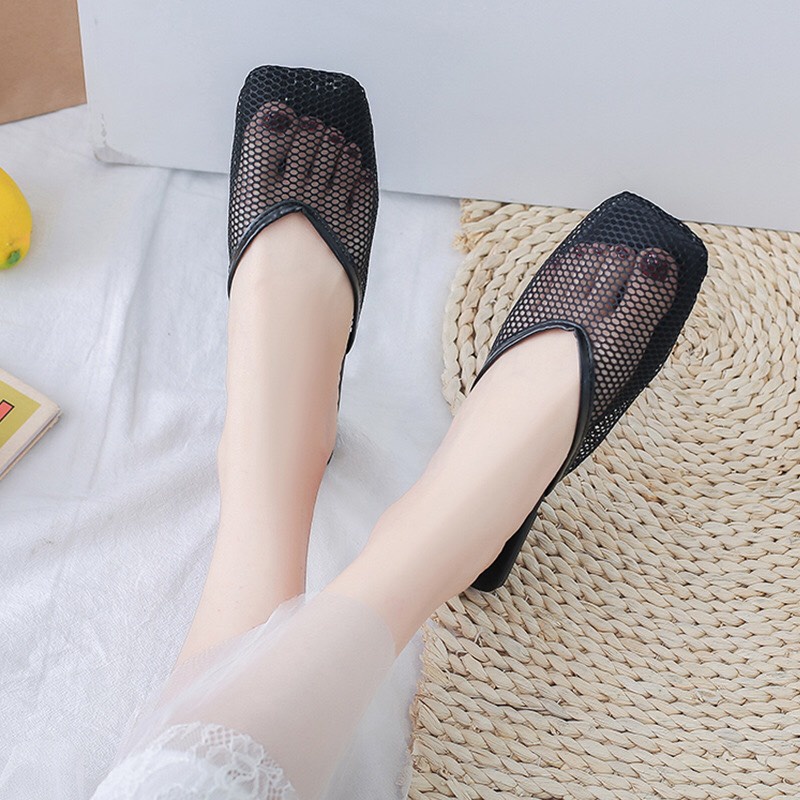 Dép nữ phối lưới thoáng khí đế nhẹ siêu êm