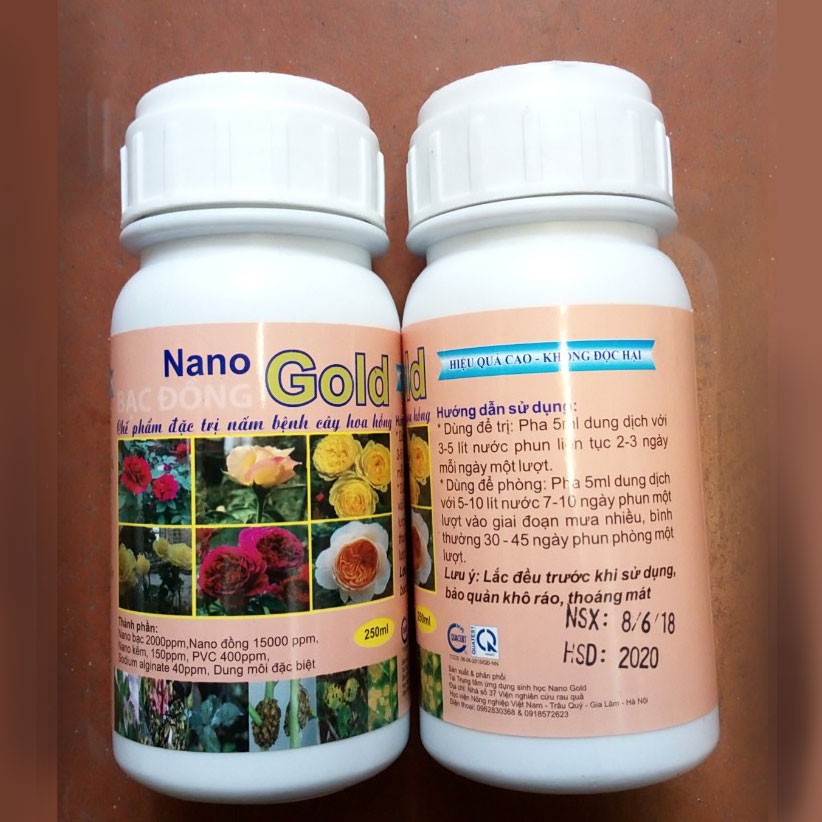 Chế phẩm Nano gold Bạc Đồng trừ nấm bệnh cho cây hoa hồng, hoa lan