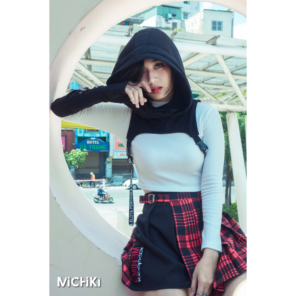 Găng tay phối 4 dây khoá độc quyền Michiki phong cách Ulzzang - Hàng thiết kế cao cấp