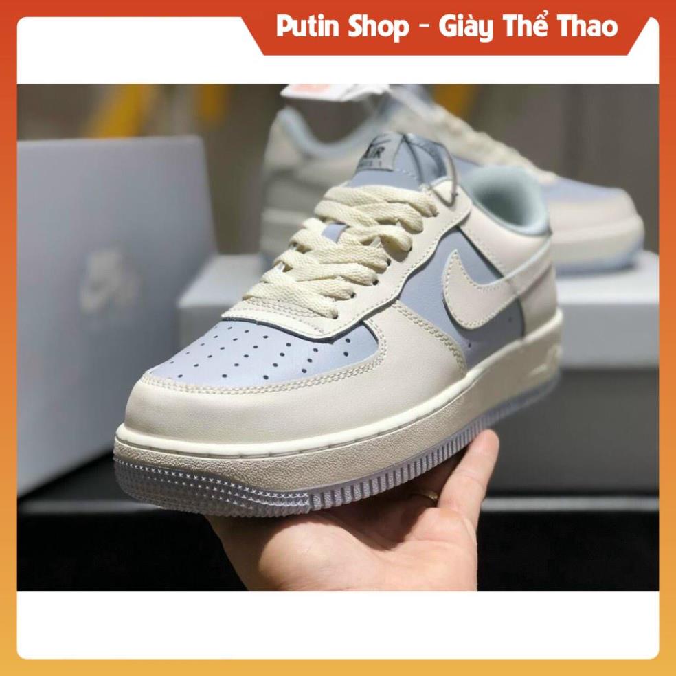 Giầy AF1 trắng xanh kem cao cấp ,Giày thể thao air force 1 trắng tím nam nữ full b