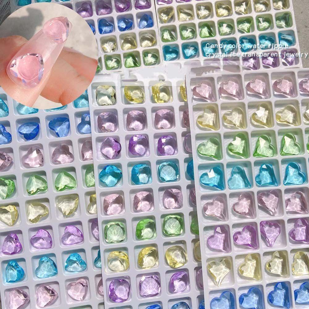 Miếng Dán Trang Trí Móng Tay Hình Trái Tim|Hạt Charm 3D Lấp Lánh Đính Móng Nghệ Thuật|Khoan Móng Vuông