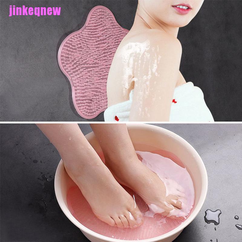 JIN Silicone Bath Foot Massage Anti Skid Pad Mat Shower Back Massage Cushion Brush JIN