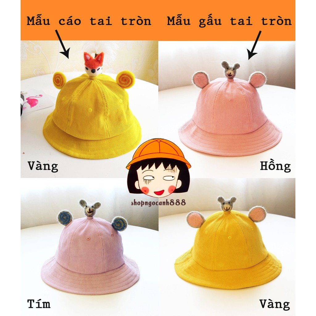 [Full 28 Mẫu Nam Nữ Tự Chọn] Mũ Nón Maruko 3D Rộng Vành Nhiều Kiểu Mầm Cây Bucket Hat Ulzzang Kaki Nhung Siêu Cute ^^