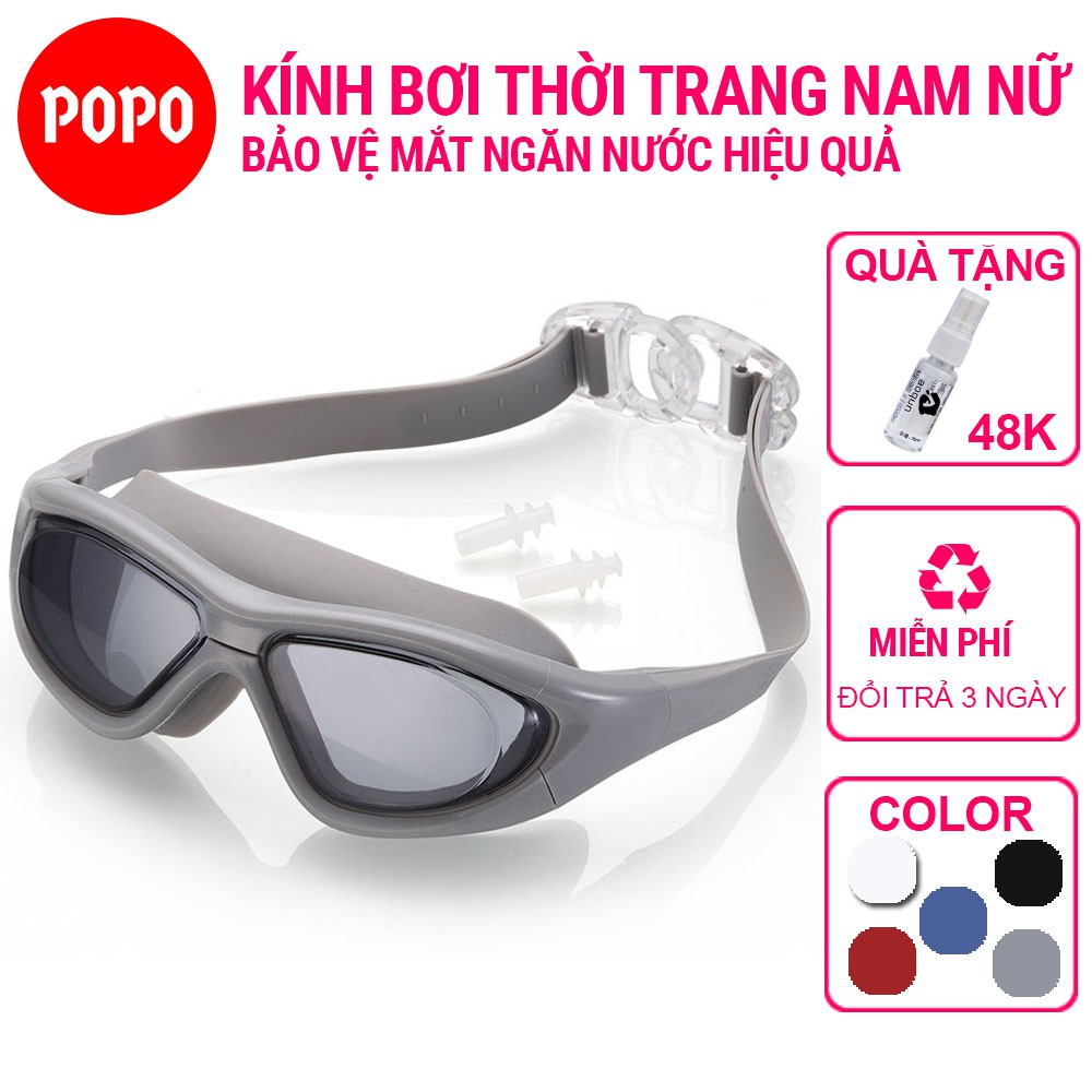 Kính bơi người lớn góc nhìn PANORAMA POPO tầm nhìn rộng 180 độ, tráng gương, chống tia UV