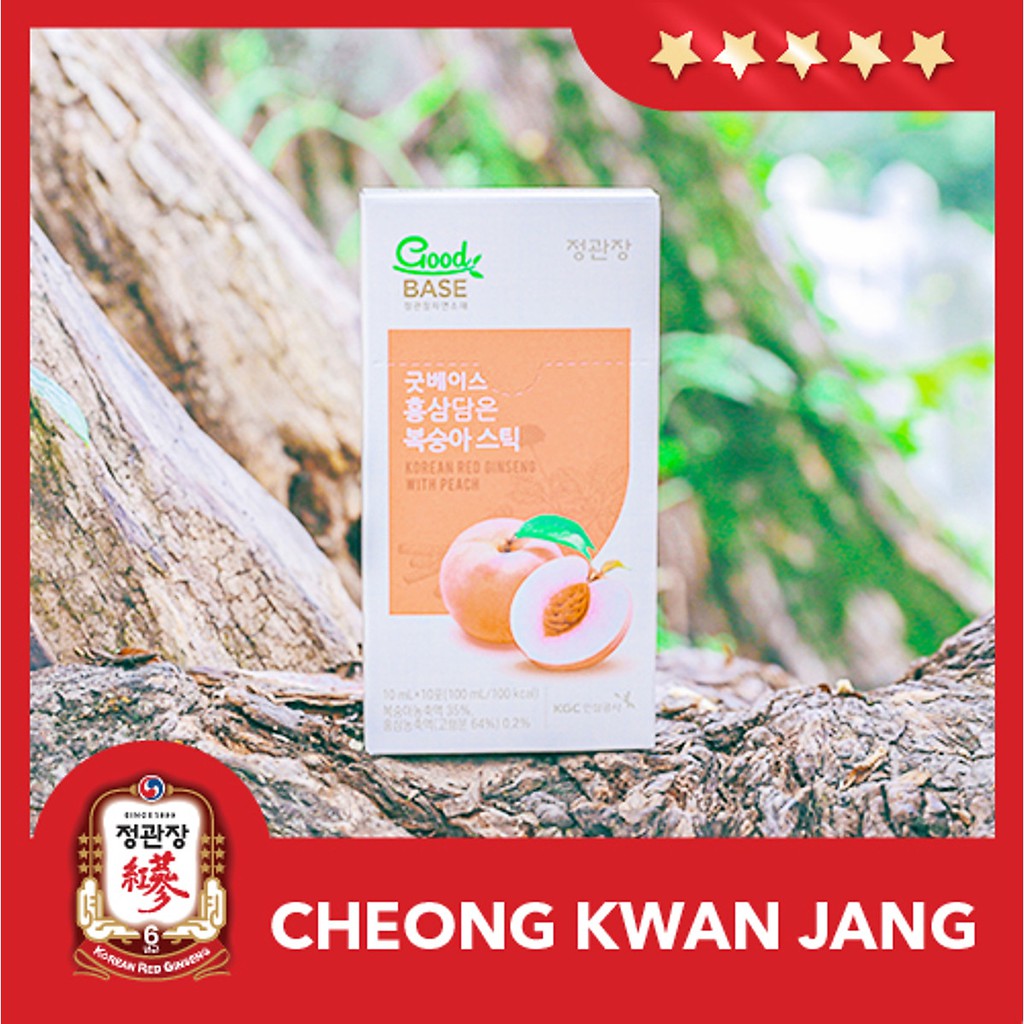 Nước Hồng Sâm GoodBase Vị Đào KGC Cheong Kwan Jang (10ml x 30 gói) - Tăng Thị Lực, Ngăn Ngừa Lão Hóa, Giảm Chứng Táo Bón