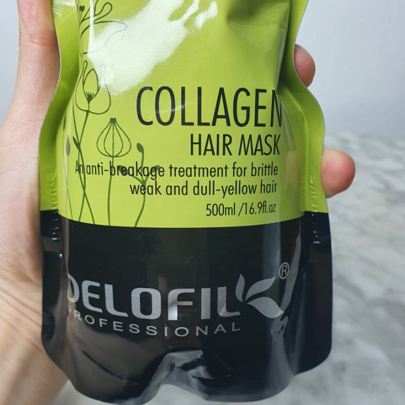 Túi hấp ủ tóc Collagen Delofil Arganoil Protein siêu mượt 500ml chính hãng 100%