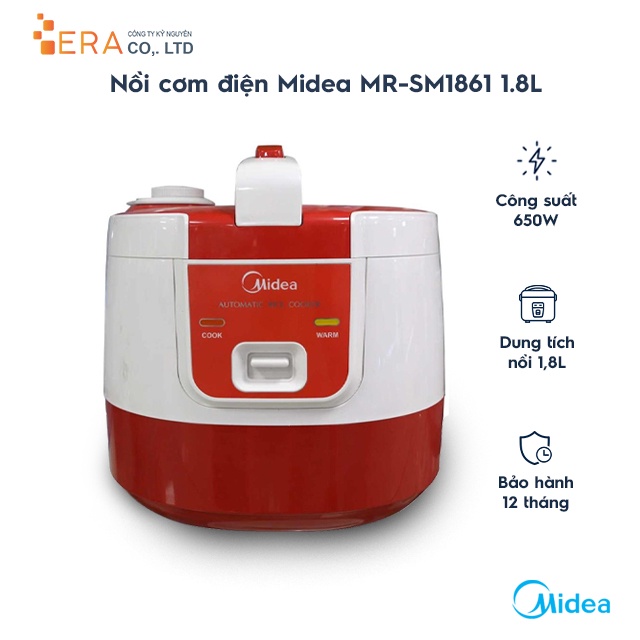 [Mã ELHADEV giảm 4% đơn 300K] Nồi cơm điện Midea MR-SM1861 1.8L