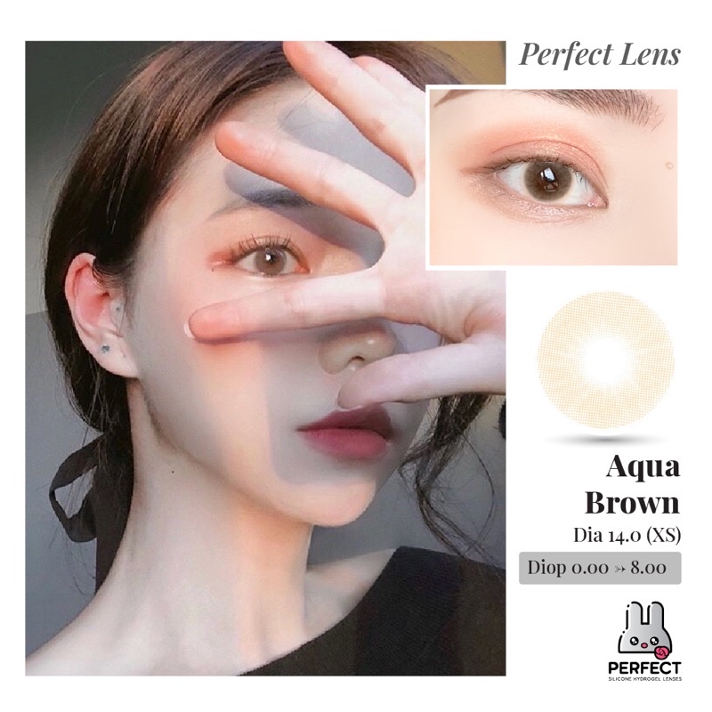 Lens Mắt , Kính Áp Tròng AQUA BROWN Có Độ Cận và Không Độ , DIA 14.0 , Dành Cho Mắt Nhạy Cảm Giá Sale