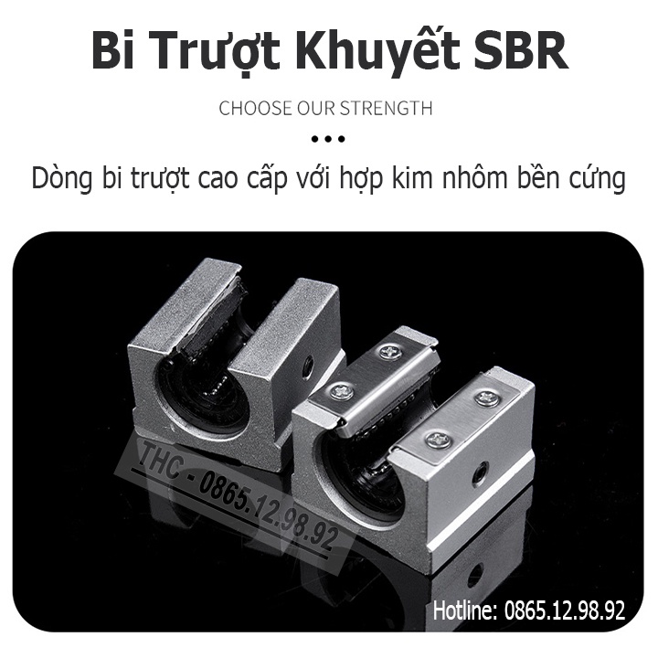Thanh Ray Trượt Tròn Có Đế SBR20  Ty Thép Chống Rỉ Dẫn Hướng Chính Xác
