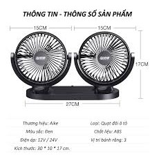 Quạt đôi xoay 360 độ trên ô tô - Nguồn 12V