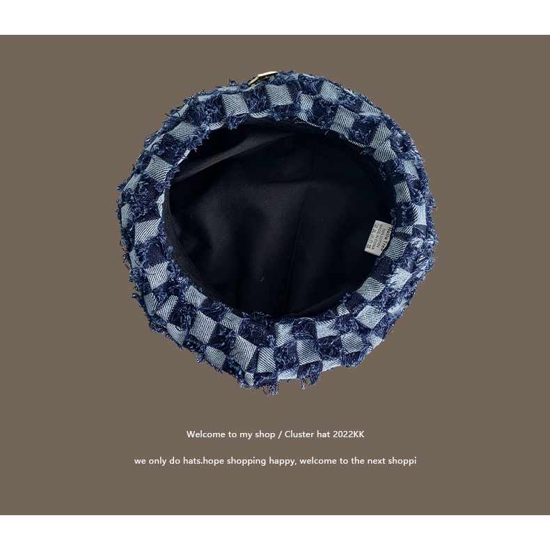 Nón Beret Họa Tiết Kẻ Sọc Caro Màu Sắc Cổ Điển Thời Trang Xuân Hè Phong Cách Hàn Quốc Cho Nữ
