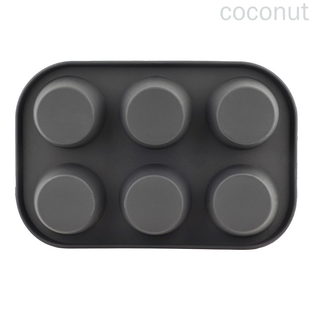 Khay muffin pudding màu đen bằng thép cacbon chống dính 6 ngăn