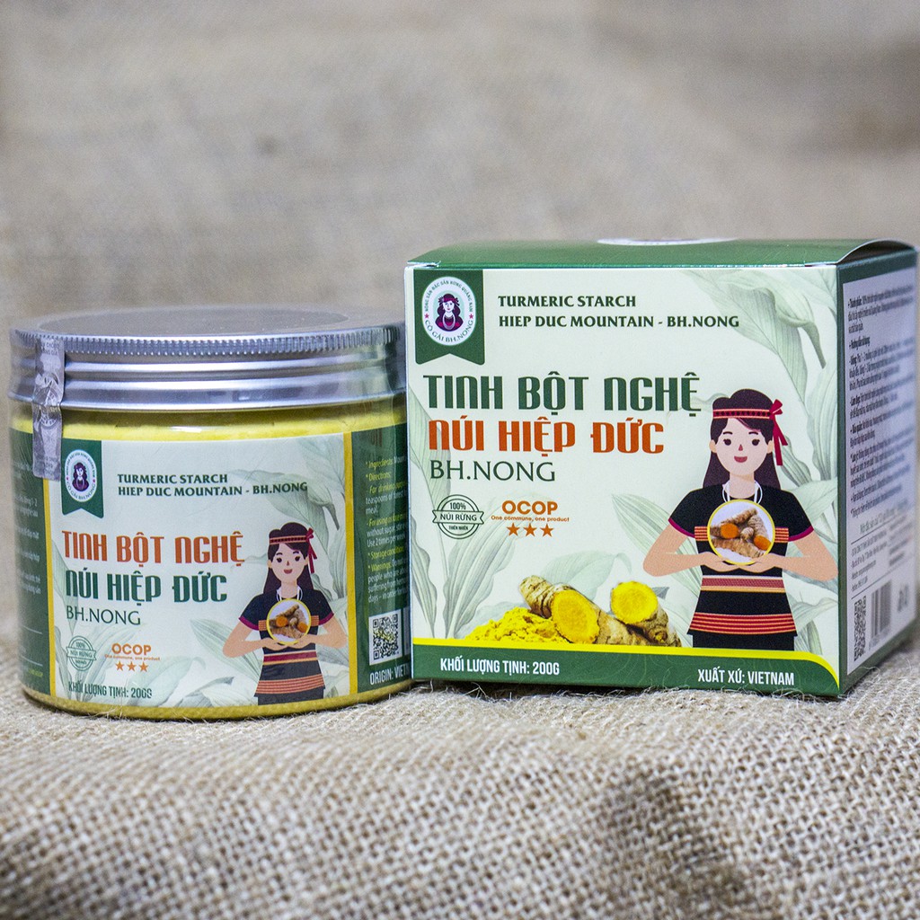 Healthfoodvn-Tinh bột nghệ núi Hiệp Đức nhẫn hiệu BH.nông hộp 200g