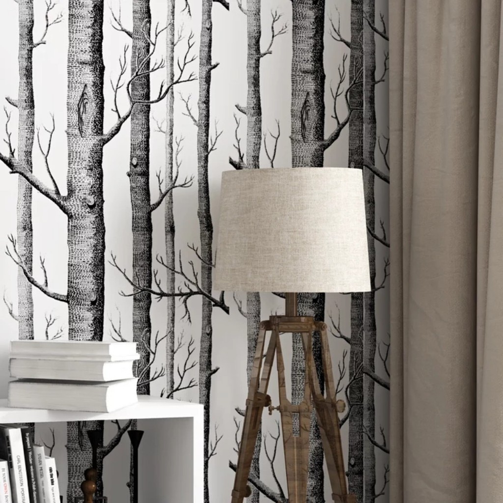 Decal giấy dán tường rừng cây khổ 45cm keo sẵn bóc dán