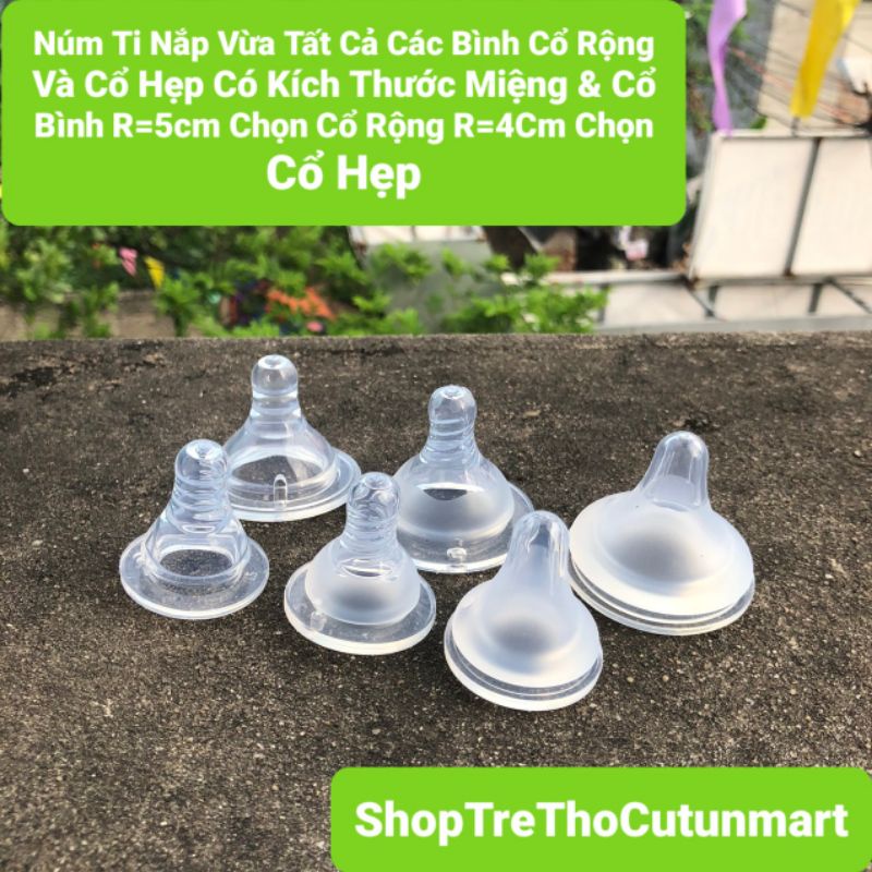 ComBo 10 Núm Ti Thay Thế Cho Bình Cổ Rộng Và Cổ Hẹp Bình Moyuum,Pigeon, Babuu,Toom, kichi, Gb baby, lansinoh