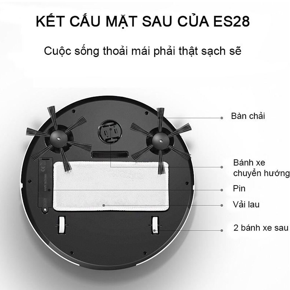 Robot hút bụi lau nhà,Tự Động Phát Hiện Khi Gặp Các Vật Cản,Robot hút bụi thông minh 3 in 1,máy lau nhà thông minh