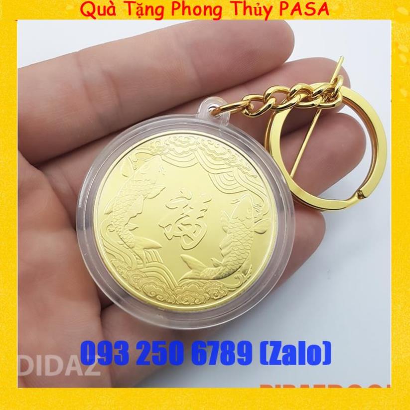 Móc Treo Chìa Khóa xe máy, ô tô, xe hơi Đồng Xu Quan Thế Âm Bồ Tát, cầu bình an, quà tặng ý nghĩa