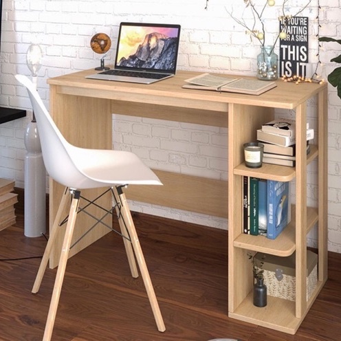 Bàn làm việc có kệ sách bằng gỗ MDF cao cấp - Bàn học gấp gọn đa năng cho bé