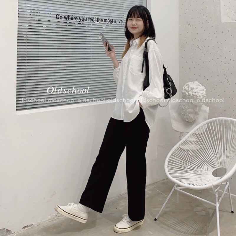 [Ảnh thật] Áo sơ mi basic lụa hàn form rộng ulzzang