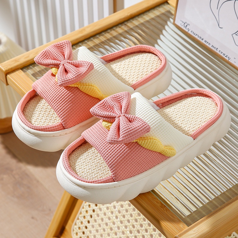 CHZK dép nữ vải lanh thấm hút mồ hôi đế bánh mì eva chống trơn trượt dép bánh mì