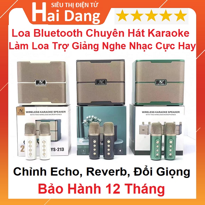 Loa Bluetooth Chuyên Hát Karaoke, SU-YOSD YS 213 Kèm 2 Micro Không Dây Rất Hay - Chỉnh Echo - Reverb - Đổi Giọng Cực Hay