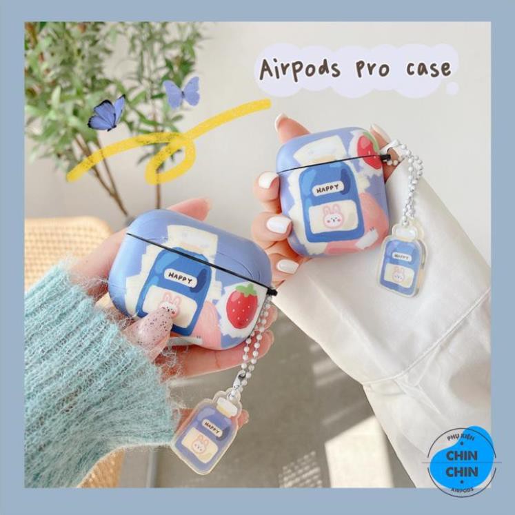 Case Vỏ Bao Airpods Đựng Tai Nghe Airpod 1 2 Pro Thỏ Happy Xanh Bằng Nhựa Dèo TPU Chống Bám Bụi Cực Cute - Chinchin Shop