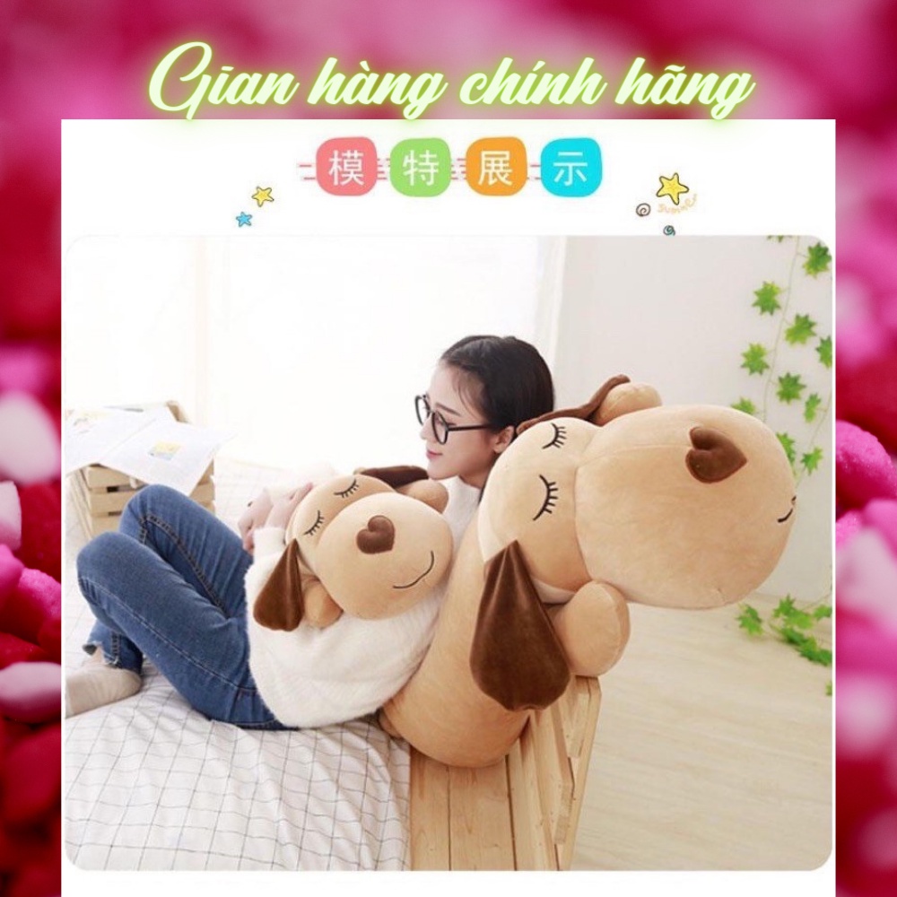 Gấu Bông Gối Ôm Chó Mũi Tim Tai Dài Siêu To Siêu Mềm Mịn Co Dãn 4 Chiều