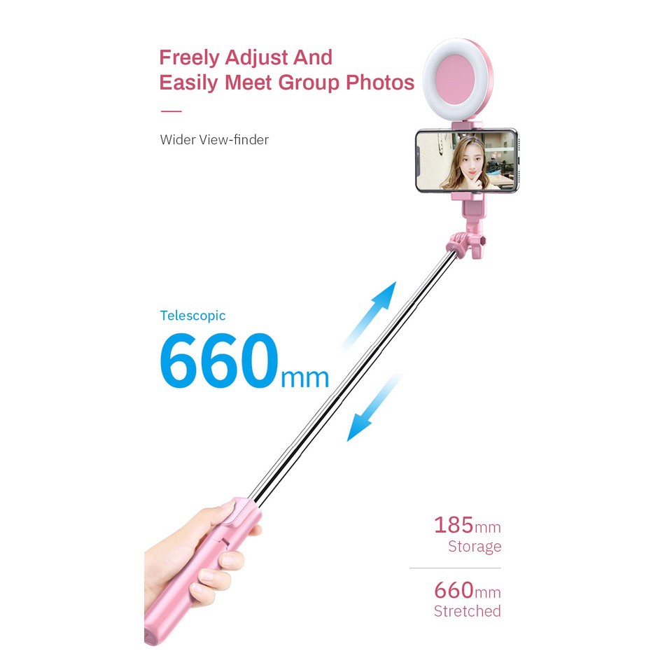 Gậy selfie Bluetooth Không Dây 4 Trong 1 Có Đèn LED Cho iPhone x 8 Android | BigBuy360 - bigbuy360.vn