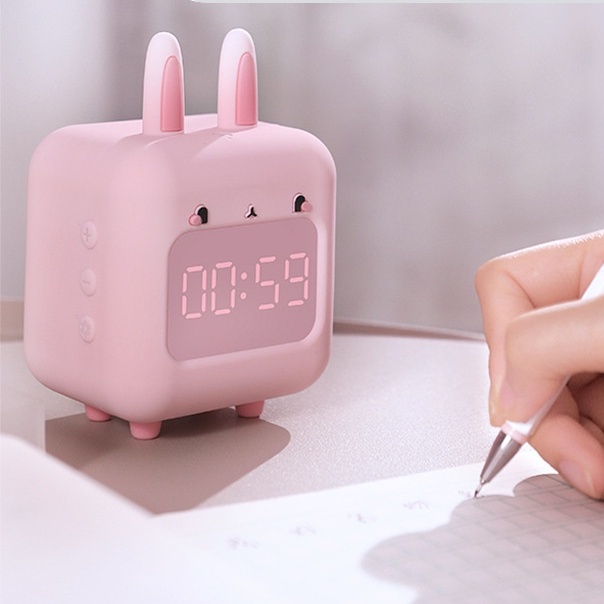 Đồng hồ báo thức điện tử kiêm đèn ngủ Thỏ vuông ✅ Đồng hồ để bàn✅ Cảm ứng âm thanh đổi màu✅ Thể hiện nhiệt độ✅ Decor