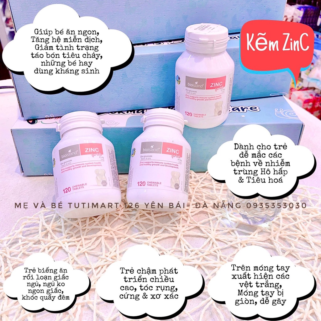 Viên Bổ sung Kẽm Úc cho bé của Úc Bio Island Zinc 120 Viên