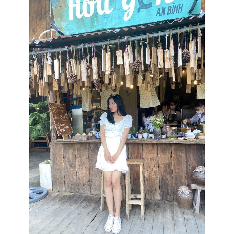 |SIÊU HOT|Đầm nữ trắng cổ tim viền bồng giá SIÊU RẺ | BigBuy360 - bigbuy360.vn