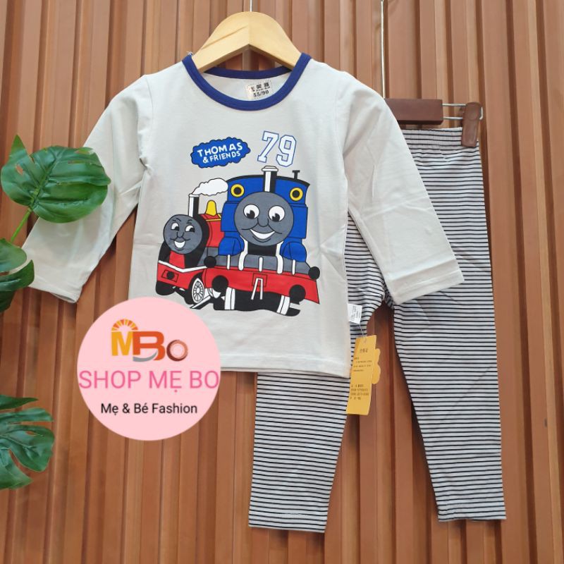 Bộ xuất hàn cho bé trai dài tay thu đông thun cotton quảng châu