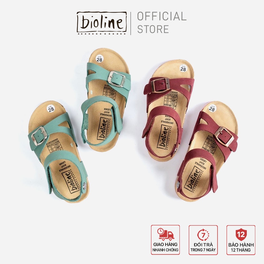 KID04 - Dép quai hậu da bò bé gái bé trai cao cấp xuất khẩu châu Âu sandals da bò đế trấu trẻ em mã KID04