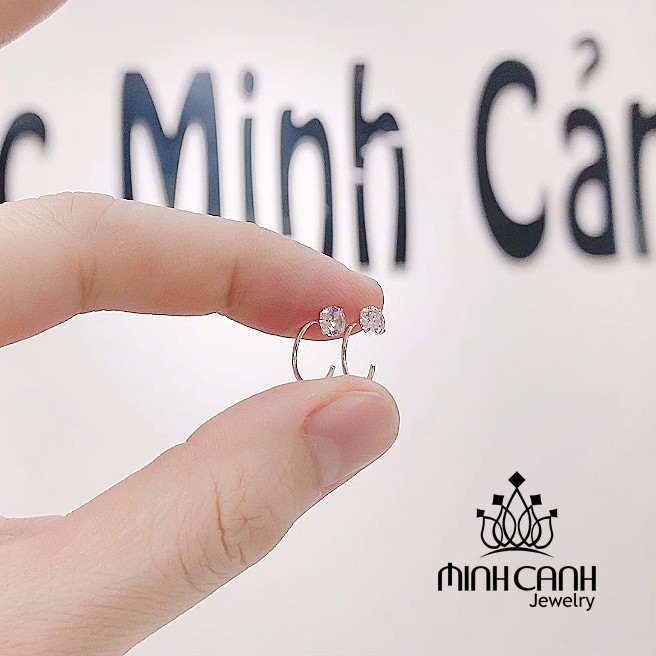 Khuyên Tai Bạc Cong Đính Đá - Minh Canh Jewelry