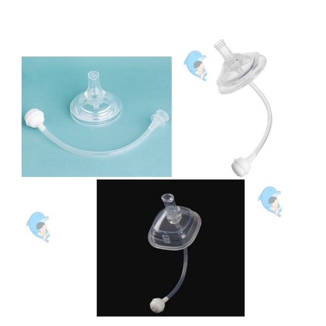 Núm Ống Hút Silicon Cho Bé Tập Hút An Toàn Thay Thế Núm Ti Thành Bình Uống Nước, Dốc Không Chảy Nước