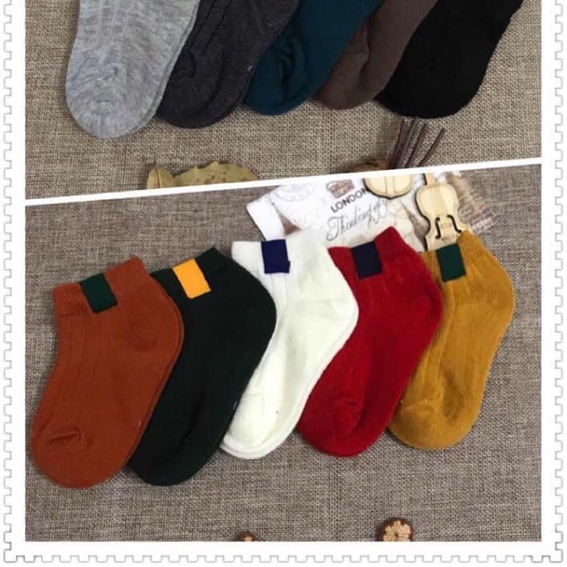 Sỉ lố 10 đôi tất gân màu trẻ em chất thun dày