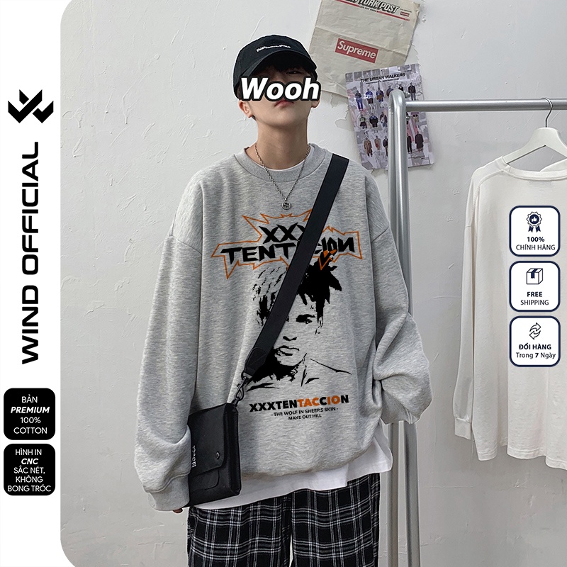 Áo sweater form rộng WIND unisex XXX oversize tay dài thời trang nam nữ