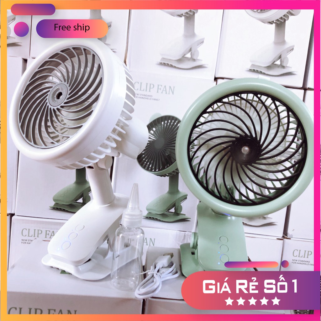 Quạt Phun Sương Mini Tích Điện 3 Tốc Độ Gió, Để Bàn, Có Kẹp Bàn, Quạt Điều Hoà hơi nước Clip Fan | BigBuy360 - bigbuy360.vn