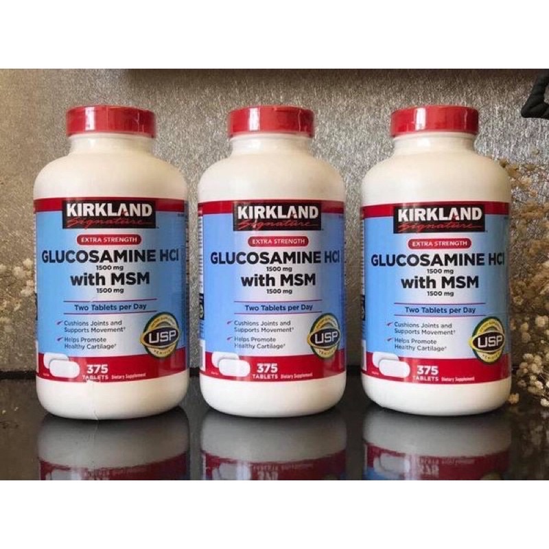 Viên uống Glucosamine HCL 1500mg Kirkland With MSM 1500mg Hộp 375 Viên Date 2024