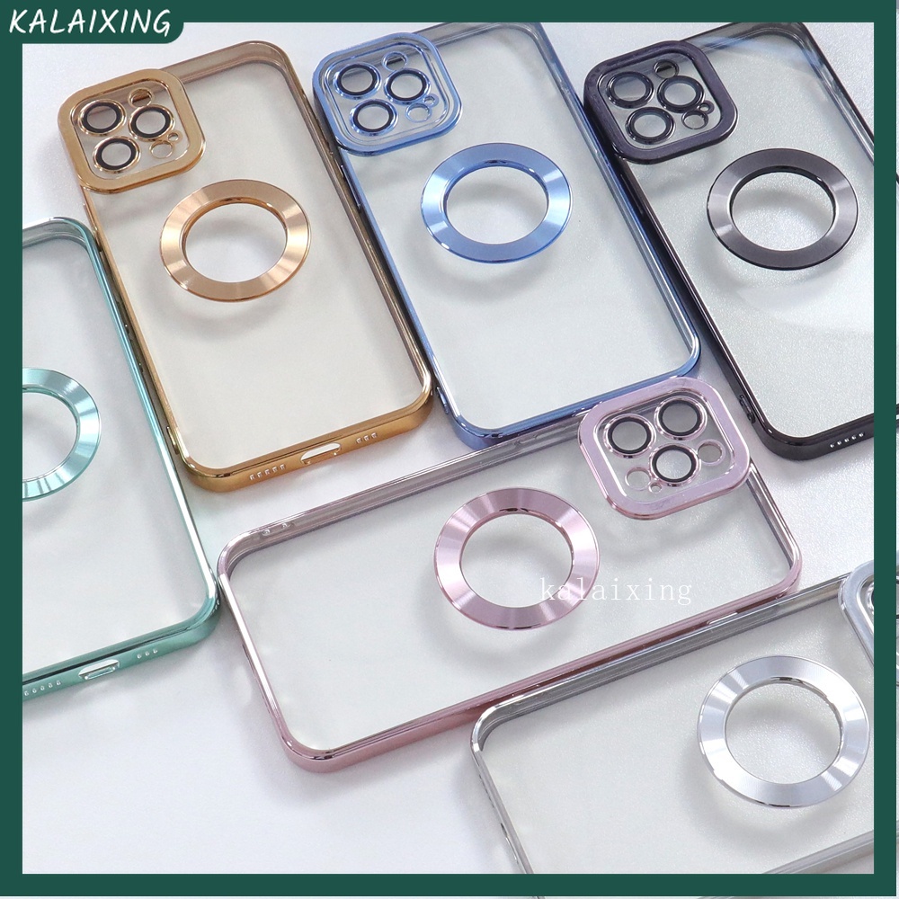 Ốp Điện Thoại Mạ Trong Suốt Kèm Miếng Film Bảo Vệ Ống Kính Cho iPhone 13mini 12mini 13 12 11 Pro MAX XS MAX XR X 6 7 8 Plus