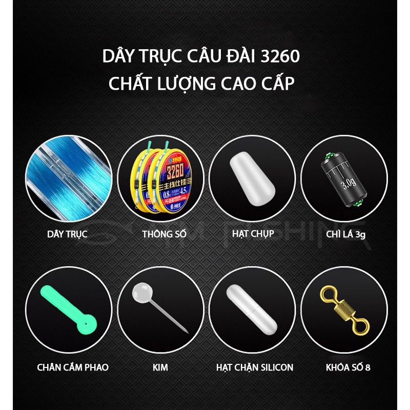 Dây Trục Câu Đài Buộc Sẵn 3260,Tàng Hình Cao Cấp , Cước Trục Fluorocacboncao Chống Mài Mòn Cực Cao