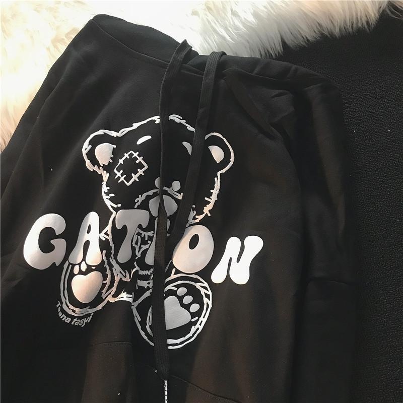 【ZHELIHANGFEI】Áo Hoodie Dài Tay Dáng Rộng In Họa Tiết Cá Tính Trẻ Trung