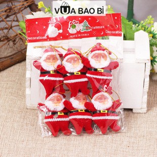 Set 6 ông già noel bông mini trang trí cây thông noel-Vua Bao Bì, phụ kiện treo  trang trí giáng sinh