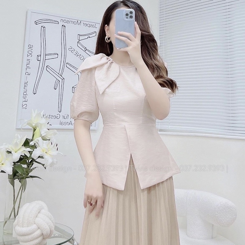 Áo sơ mi nữ cộc tay RUBY HOUSE chất liệu áo tơ mã A39