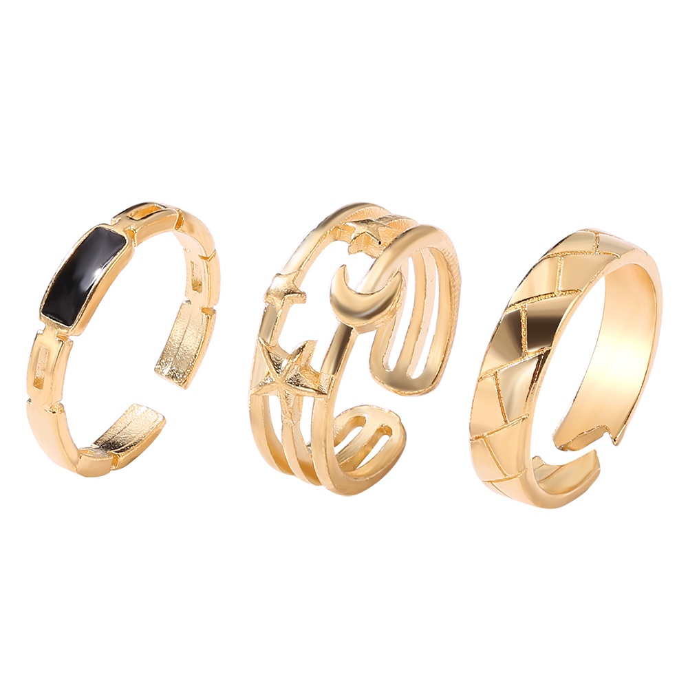 Set 3 nhẫn DODDER hình mặt trăng ngôi sao thời trang cao cấp cho nữ