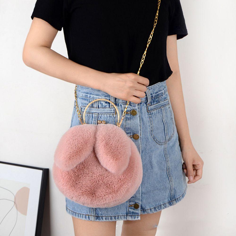 Túi Xách Đeo Vai Hình Tai Thỏ Phối Dây Xích Thời Trang Dành Cho Bé