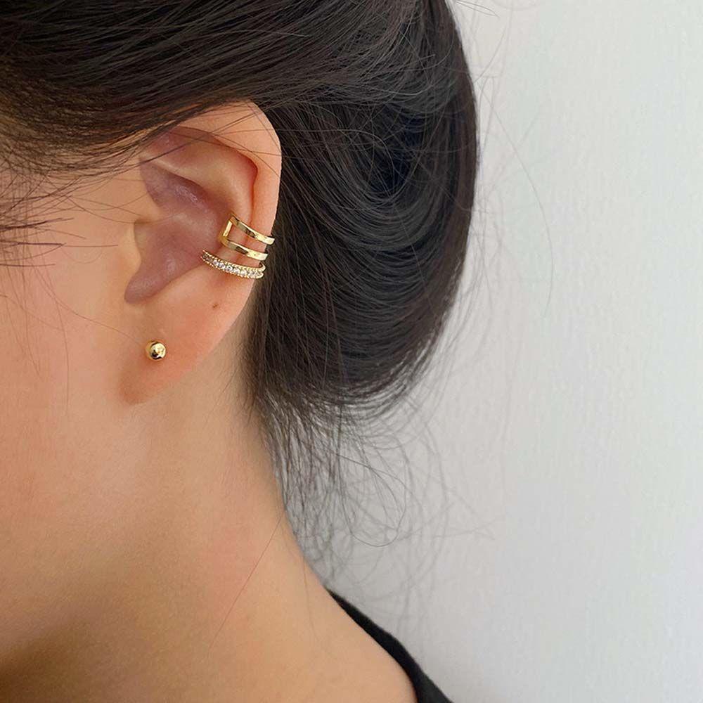 Set 2 Khuyên Vành Tai Đính Đá Zircon Phong Cách Punk Cá Tính Cho Nữ|Khuyên Kẹp Vành Tai Đính Đá Zircon Nhiều Màu Sắc Thời Trang